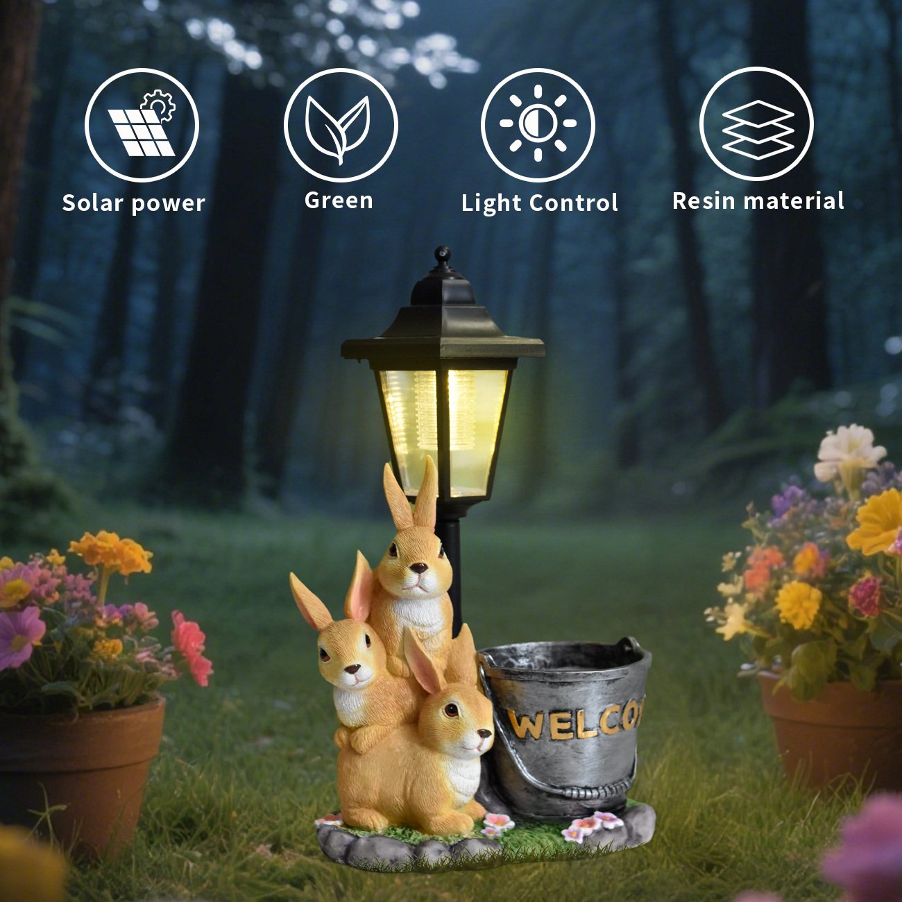 New Rabbit Solar Garden Light  - đánh giá và giá Succulent Set